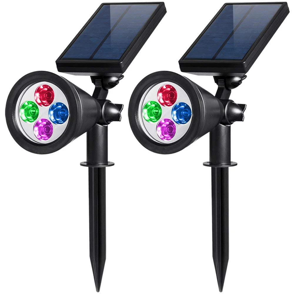 4 RGB LED Auto Changing Color Garden Waterproof Outdoor Landscape Light Led Solar Spotlight