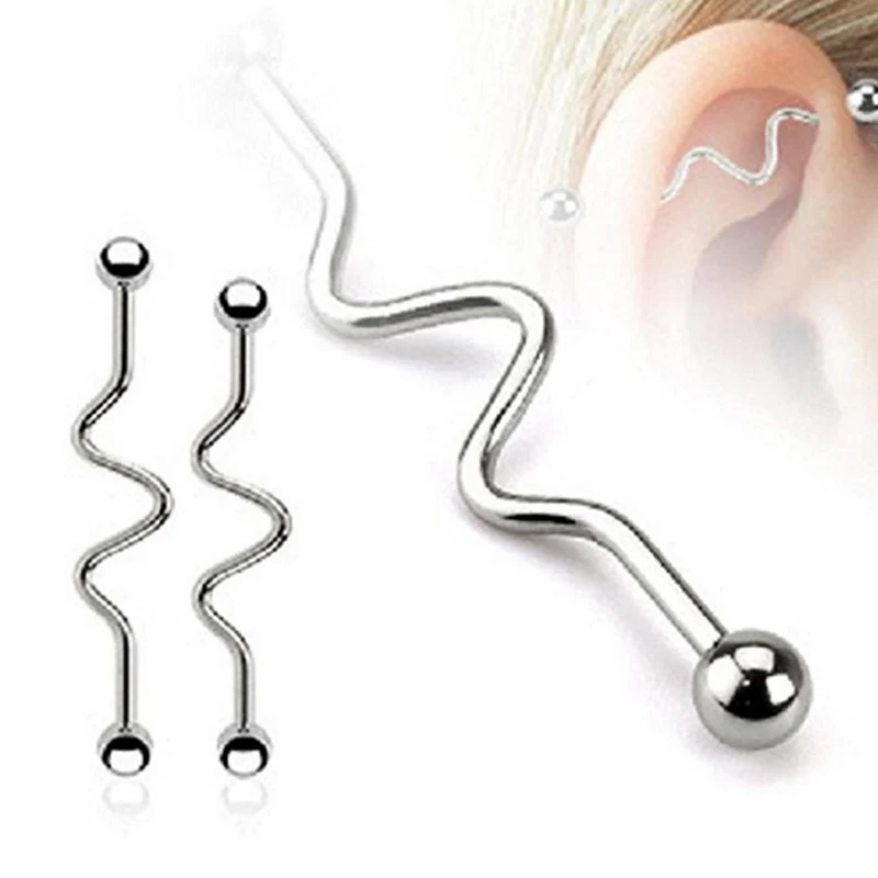 316L Surgical Steel Industrial Bar Scaffold Ear Barbell Ring 14G Body Piercing 316L Surgical Steel Industrial Bar Scaffold Ear Barbell Ring 14G Body Piercing
