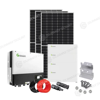 Growatt 5kw hybrid photovoltaic system 5000w pv solar 5kwp 5kilowatt hybrid solar pv system with batteries