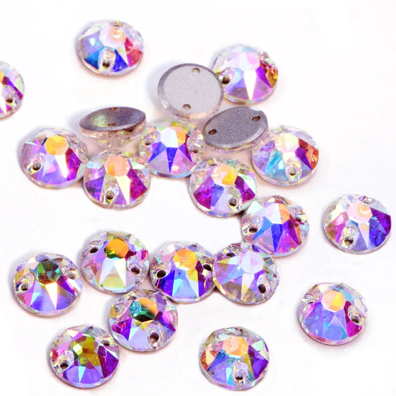 Hot Sale Best 5A Glass Xirius Crystals 8 Big 8 Small Round Sew on Rhinestones Sewing Gemstones Used Dresses