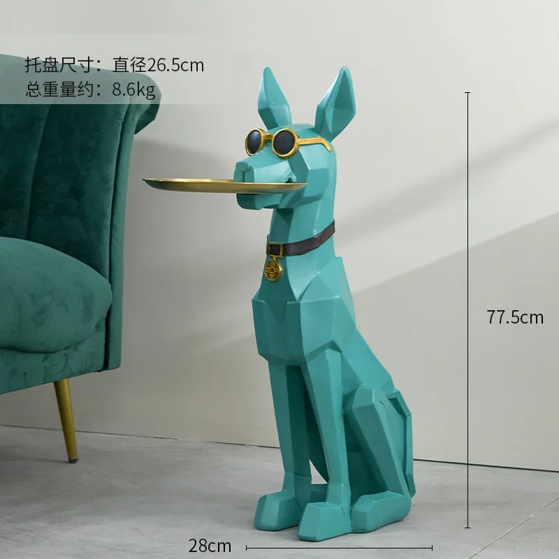 ドーベルマン彫刻ドーベルマン犬の置物ポーチキー収納ボックス家の装飾