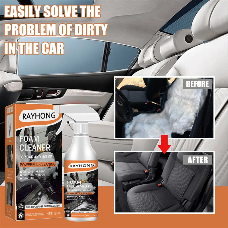 Rayhong 120ml Multi Purpose Foam Cleaner Furniture Cleaning Agent Car Form Console Seat Door Window Foaming Cleaner