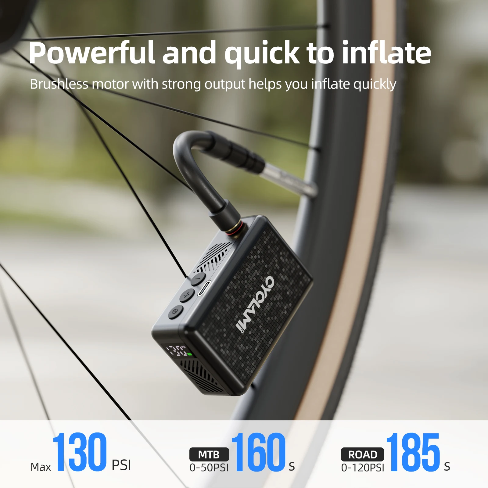 CYCLAMI AM6 130PSI Digital Display Bike Pump Portable Mini Electric Air  Pump Tire Inflator Bicycle Pump Presta Schrader Valve