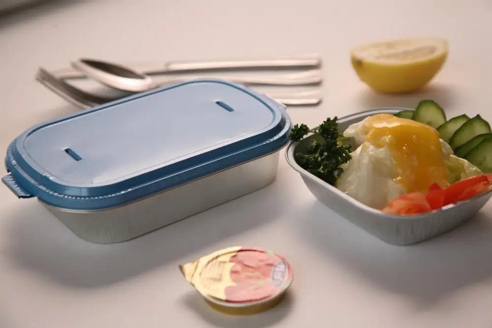 product eco friendly durable silver tin take away food service containers 280ml disposable airline aluminum foil food tray with lid-10