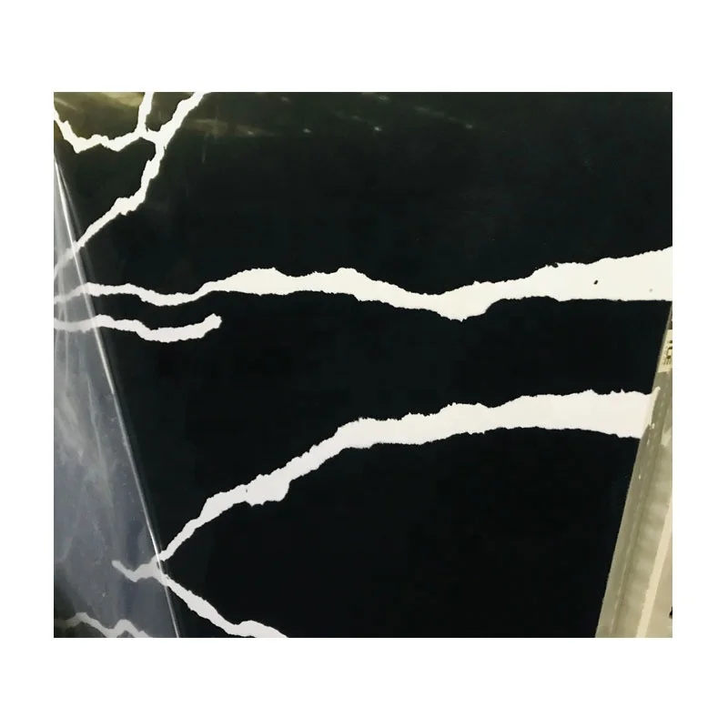 Popular Nero Marquina Quartz Artificial Calacatta Black Quartz Countertop