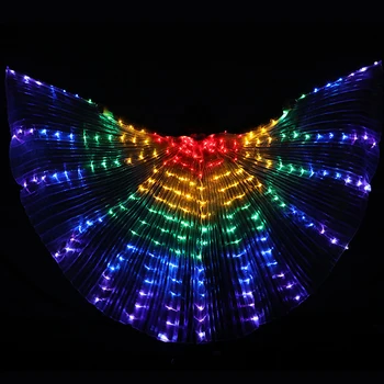 LED Glowing Wings Ballet Dance Stage Dancing Belly Dancing Performance Fluorescent Wings Lights Clothes Props with Stick