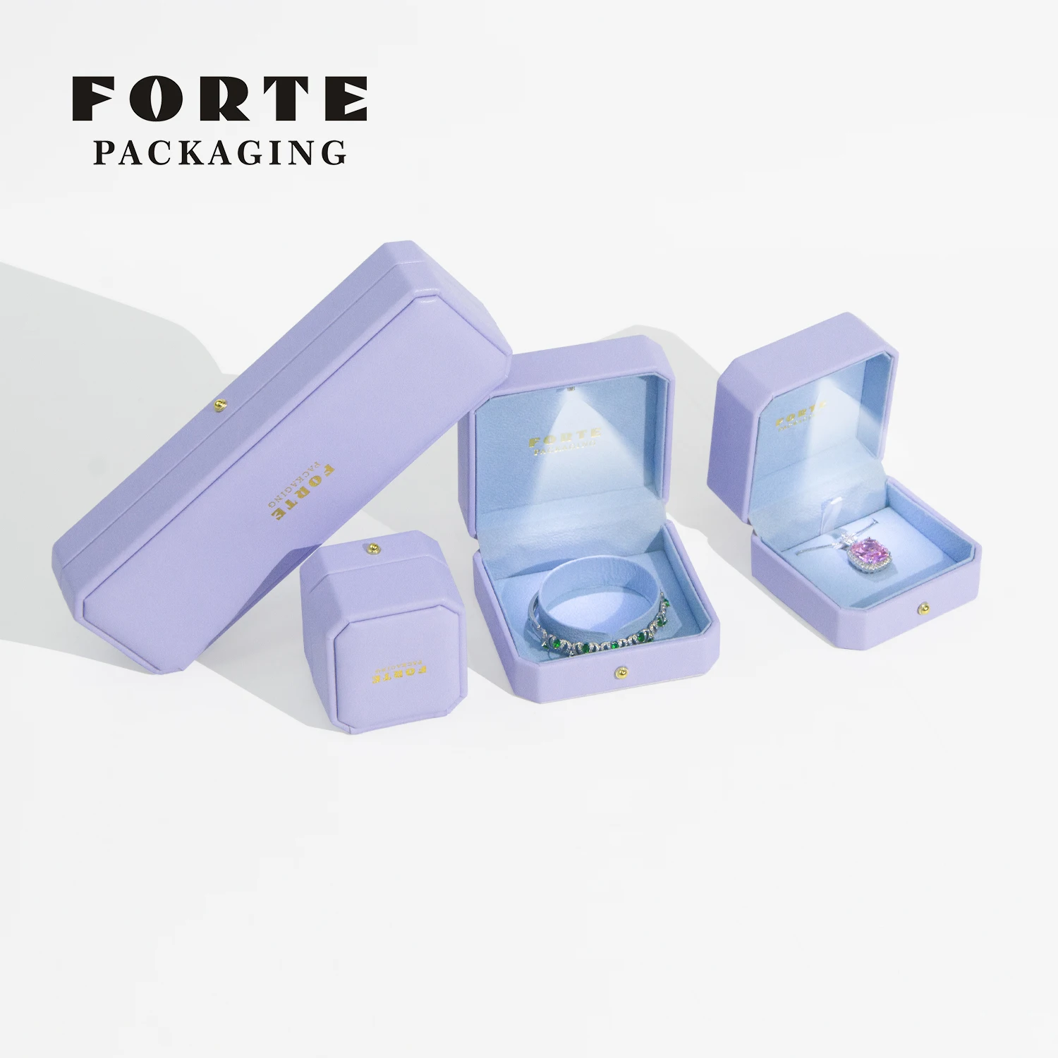 FORTE Light Jewelry Packaging Custom Ring Box Cuban Necklace Chain  Box Hiphop LED Packing Jewelry Box With Light