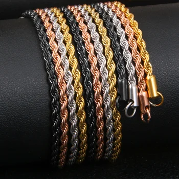 Wholesale Women 18k Gold Plated Stainless Steel Twisted Rope Link Chain ...