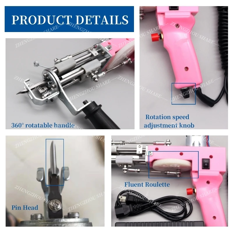 Automatic Morocco Rug Loop Pile Cut Hand Pink 2022 Weaving Machine Tuft Robot Mini Scissors Carpet Tufting Gun