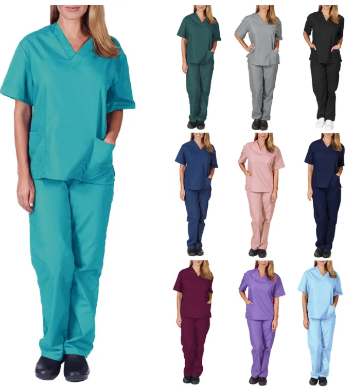 Hospital Scrubs Uniform Unisex Soft Spandex Polyester Scrubs For Doctor