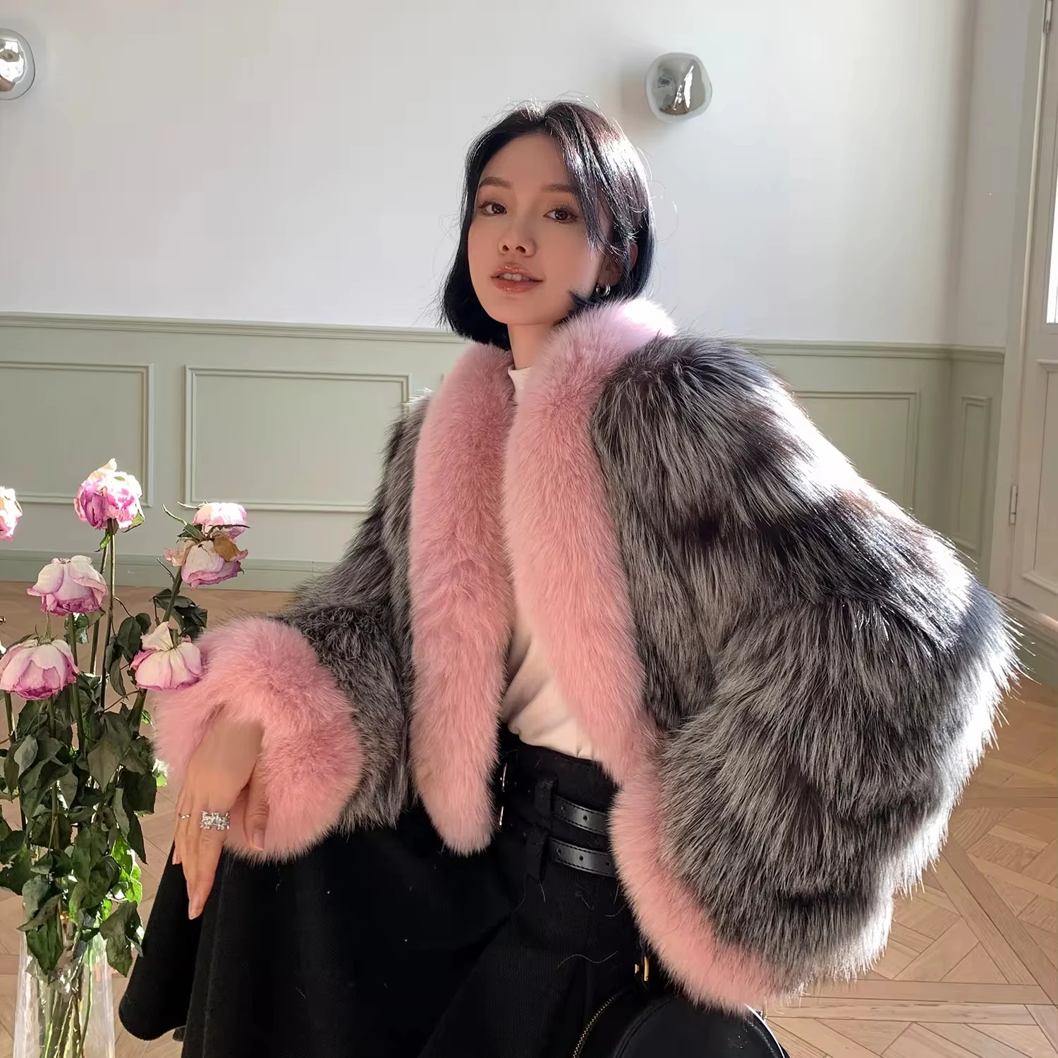 Fox Fur Pink Cropped Fur Coat Furry By Moena Moxham Cropped Pink