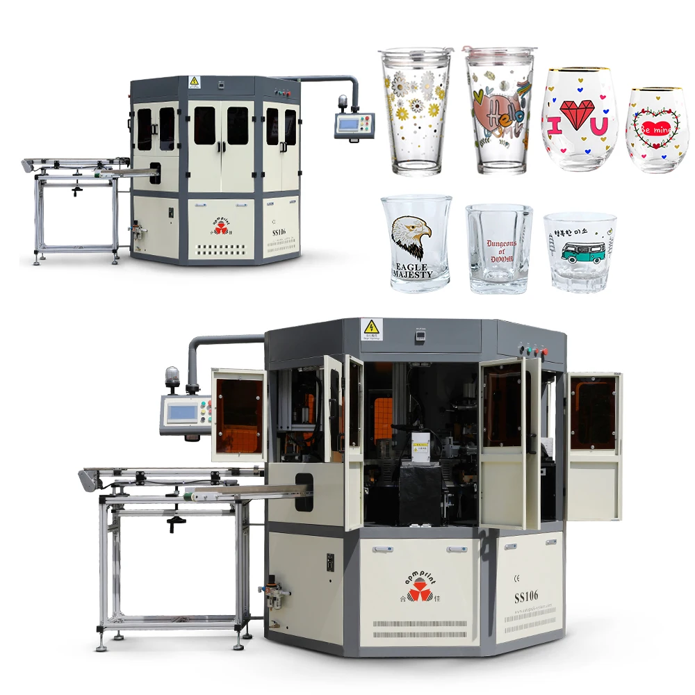 Automatic Multi Color Cup Printing Machine Glass Cups Screen Printing Machine