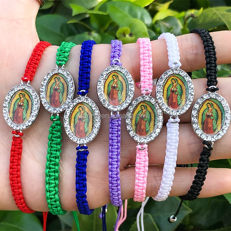 Virgin Mary Holy Our Lady of Guadalupe Heart Red String