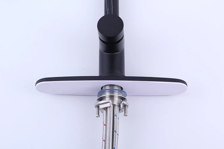 Grifo de cocina abatible giratorio de 360 ​​grados de acero inoxidable con placa de cubierta