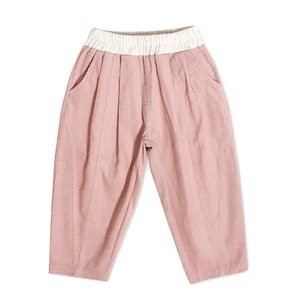 2026 Latest Product Custom Fashion Corduroy Kids Girl Trousers Solid 100% Cotton Casual Spring Pink Baby Pants