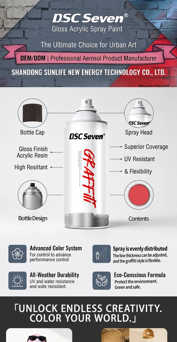 Premium Quality Graffiti Spray Paint for Artists DIY Craft Acrylic Outdoor Use Excellent Adhesion Gloss for Exterior Use