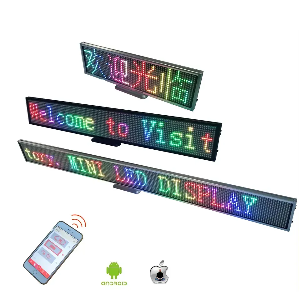 66CM 25 Inches Indoor Scrolling Message Board Portable Adverting Screen APP Custom Text Pattern Images Full Color LED Panel