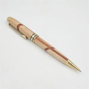 Wholesale Luxury Handmade Multi Color Wood Twist Ball Pen with Custom Logo Premium Gift Wood Ballpoint Pen for Christmas