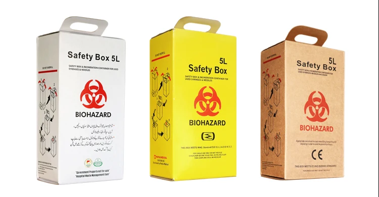 5L Paper Sharp Container Disposable Biohazard Safety Box Medical Waste Bin For Used Syringes & Needles factory