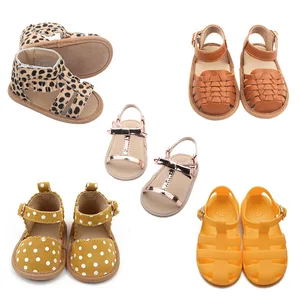 Babyhappy  Factory Wholesale Summer 1 Year Old Baby Toddler Girl Leather Non-slip Soft Sole Sansal Shoes