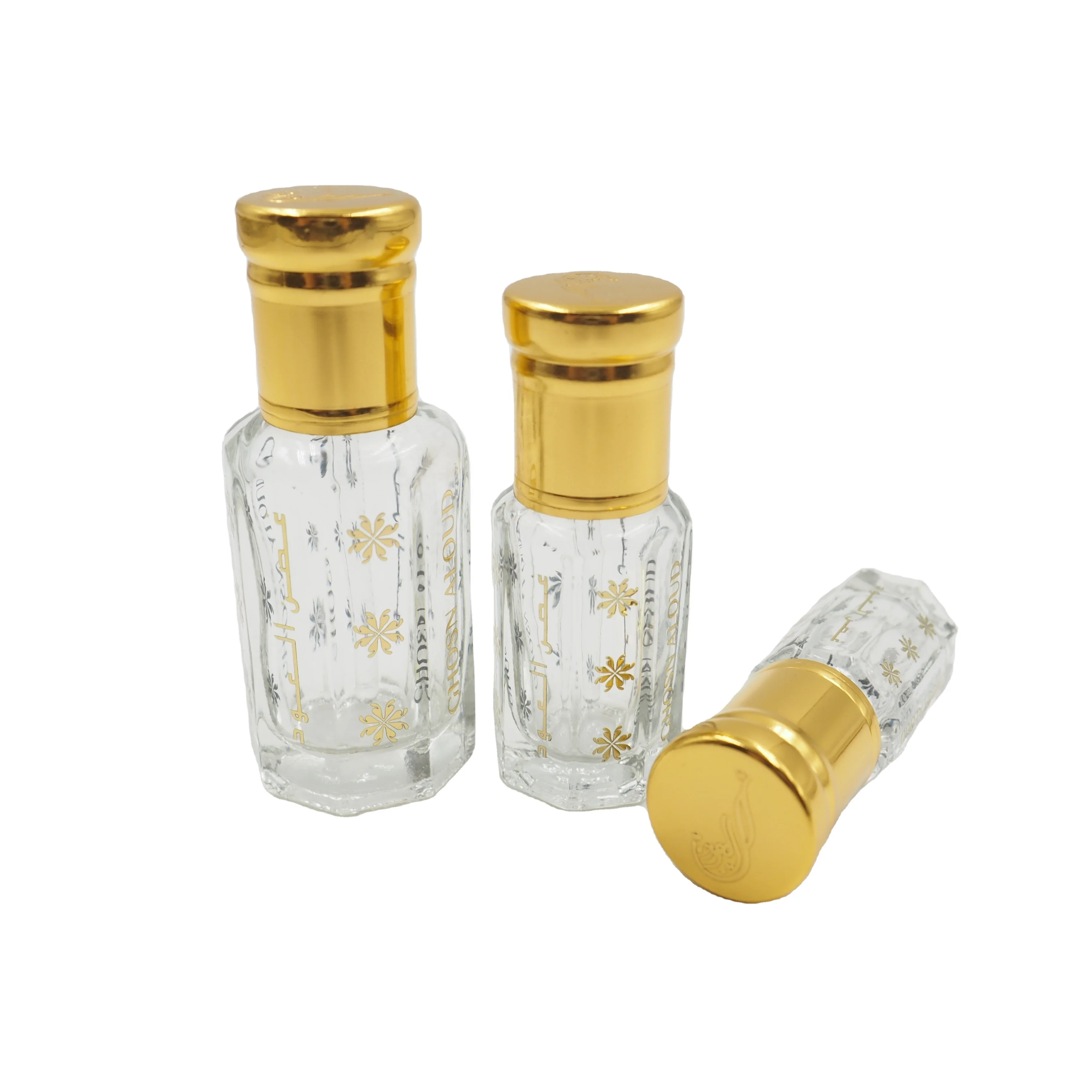 3ml 6ml 12ml Gold Hot Stamping logo Empty Roll on Toli Bottle Glass for Perfume Oil