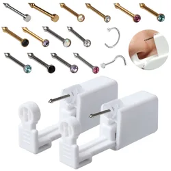 Disposable Sterile Nose Stud Piercing Gun Tool Kit Build In Surgical Steel 2mm CZ Stud