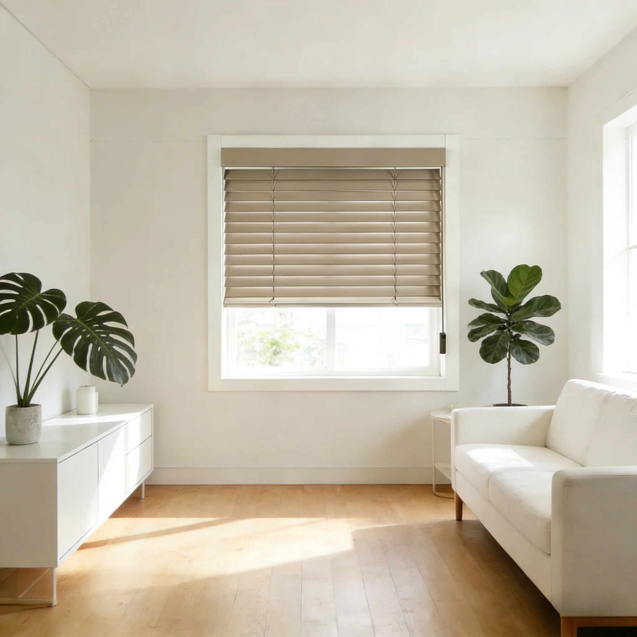 Cord Loop Paulownia Wooden Blinds Custom Size Window Shades