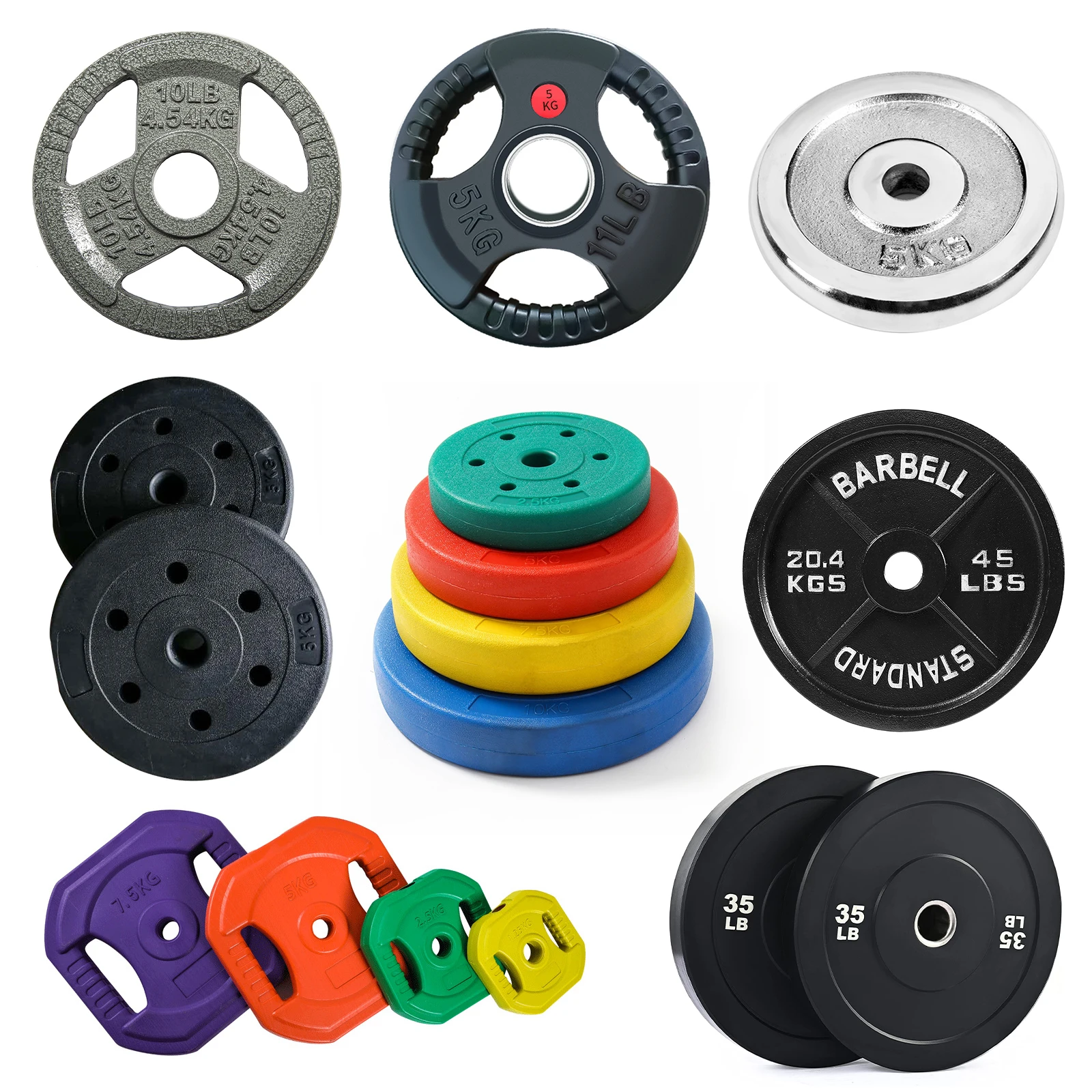 Gym Training Weight Bumper Plates Plastic Rubber Coated Eco Friendly Fitness Barbell And