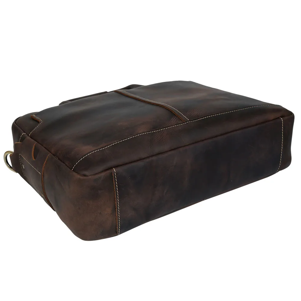 Wholesale Custom OEM ODM Fashion Design Customized Handbag Laptop Bag for Man Crazy Horse Genuine Leather Briefcases