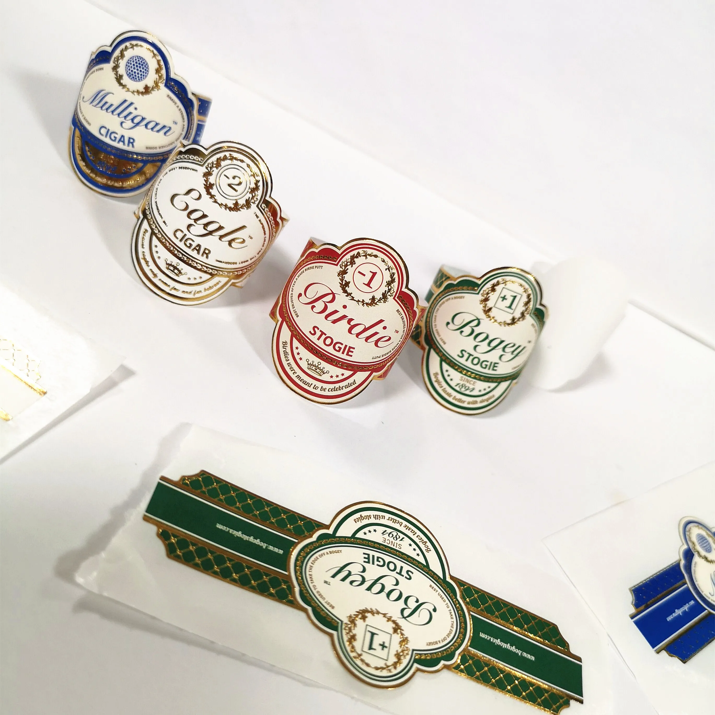 Custom Cigar Ring Printing Customize Gold Foil Embossed Cigar Bands Sticker Cigar Labels for Packaging Labels