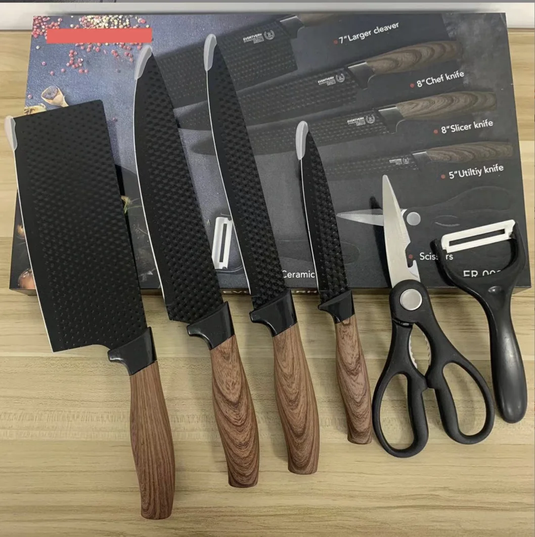 Kitchen Knife Accessories Wood Grain Pattern Kitchen Knives Stainless