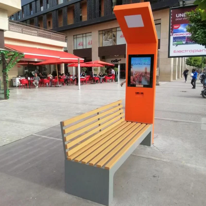Outdoor Smart Solar Powered Advertising Bench With Usb/ Wireless