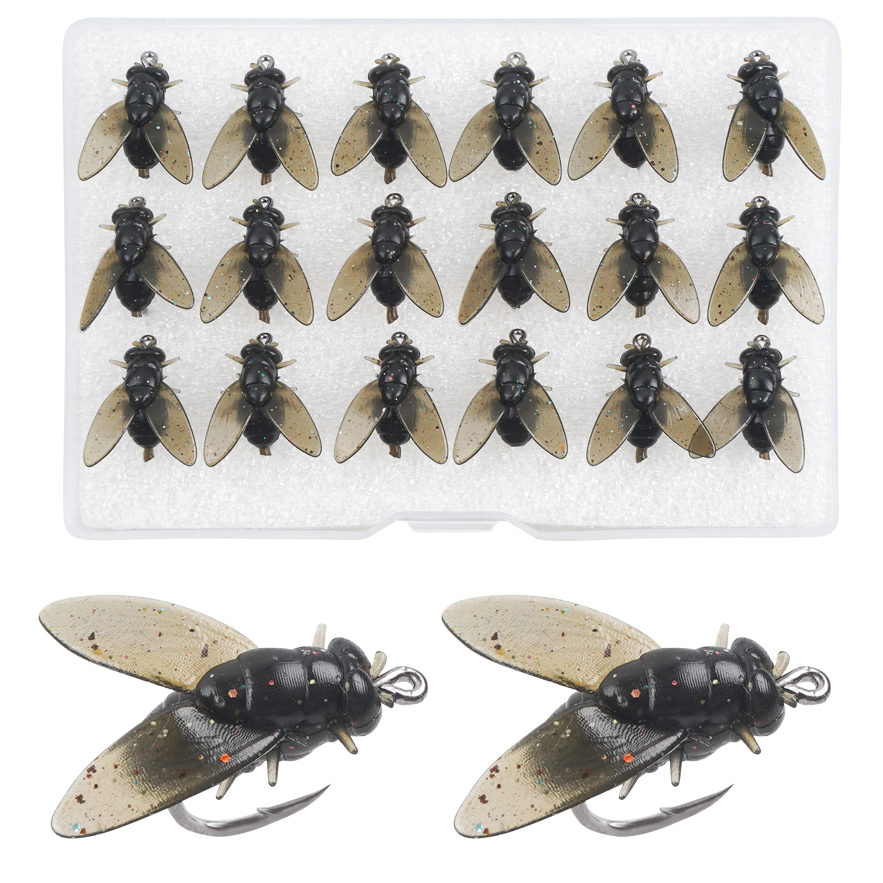 18-teiliges Fliegenfischen-Kder-Set Gummi-Fliegenfischereikder  Lebensechte Weichplastik-Kder mit Widerhaken fr Barsch Forelle Lachs  1,8cm/0,71 Zoll