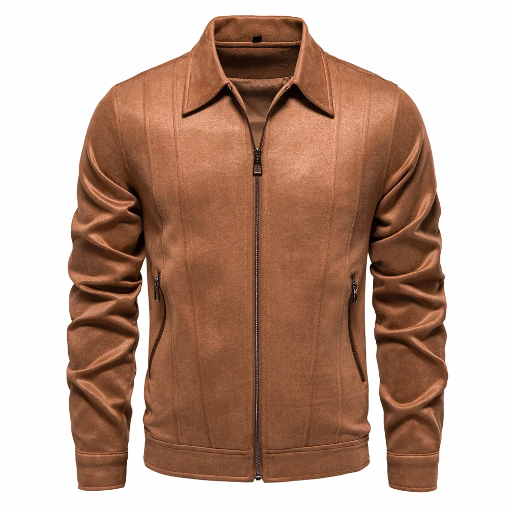 Wholesale new autumn and winter solid color lapel casual outdoor suede men's jacket_voghion.com