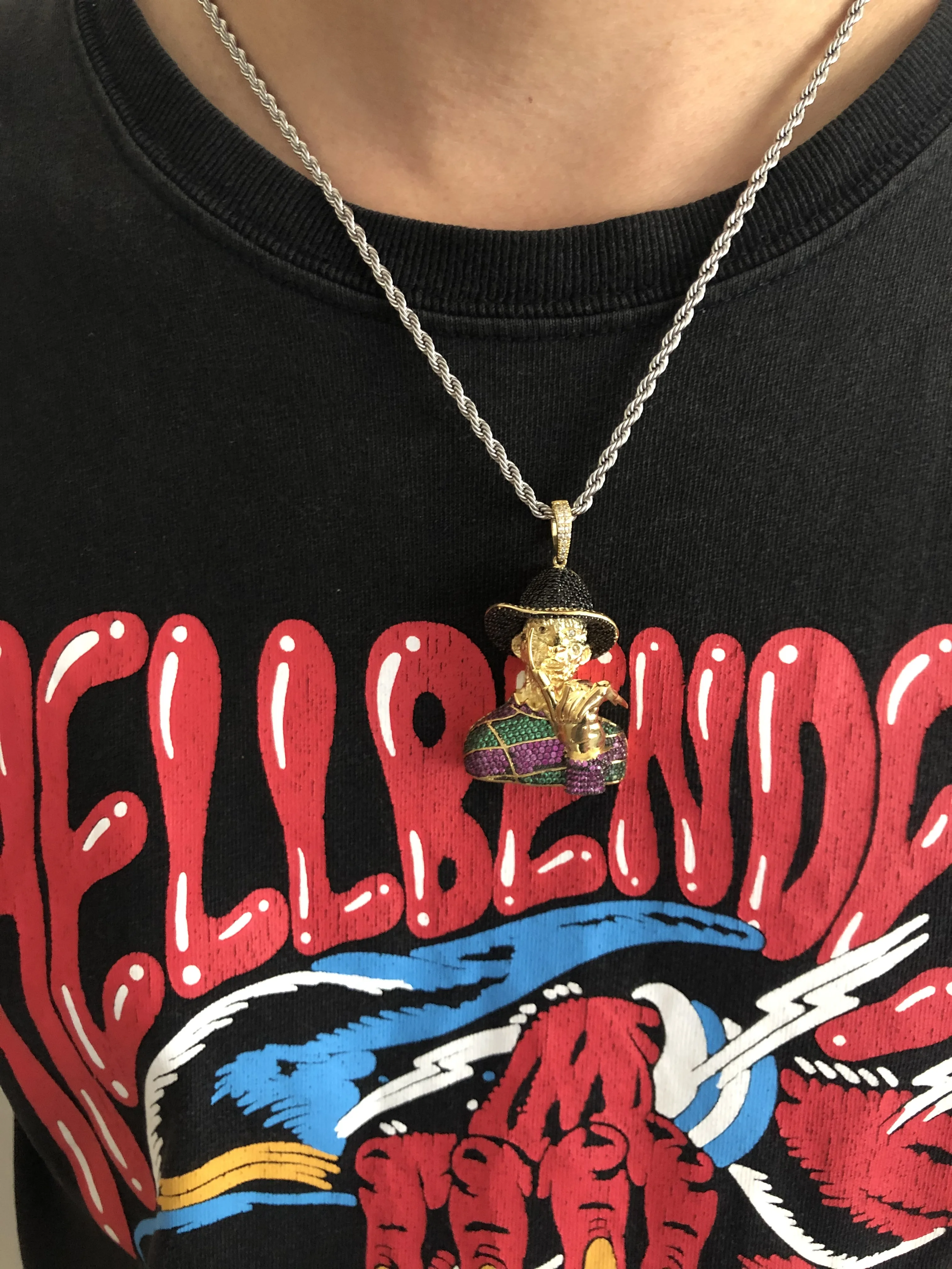 【LOOT】Premium Pirates Pendant 925/18K特注 Custom 925 Silver Hip Hop Pendant - Icedout Freddy Krueger