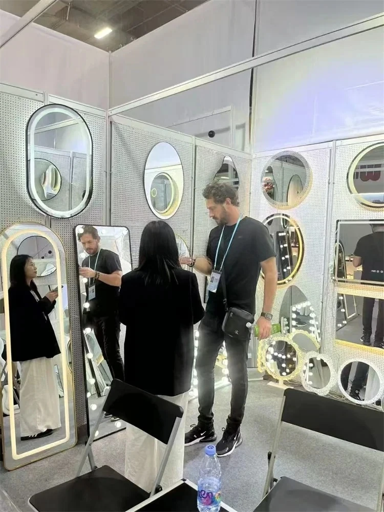 product smart led modern full length wall mirror arch framed anti fog light mirror glass price-21