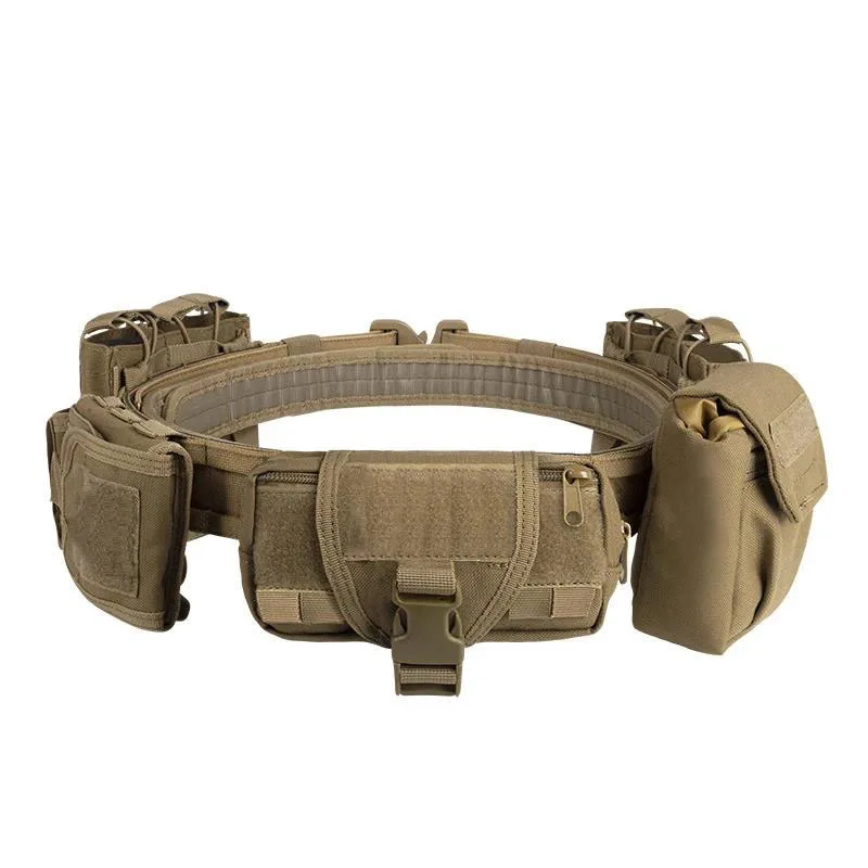 Multifunctional Tactic Waist Belt Adjustable Tactical Belt with Detachable Pouch Quick Release Buckle for Outdoor Activities