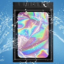 Resealable Ziplock Small Business Sealable Plastic Bag Custom Print White Black Pink Holographic Mylar Packaging