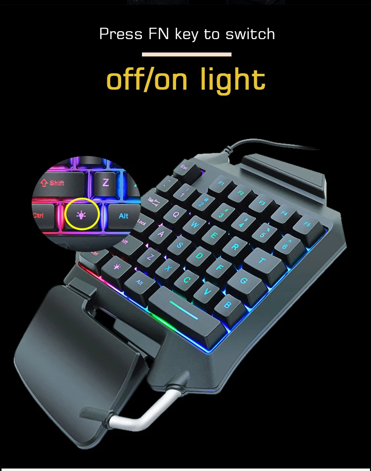 Ergonomic Keyboard Breathing Backlight Wired 35 Keys Gaming Pubg Mobile
