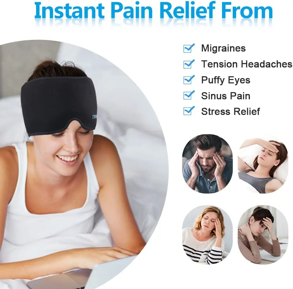 Pakcare Migraine Relief Hat Headache Cap Reusable Gel Head Ice Pack ...