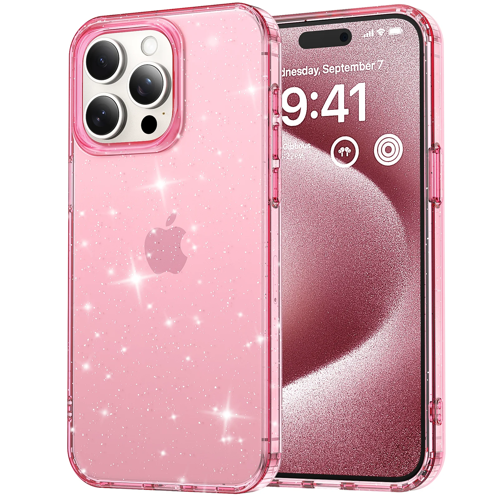 ※値下げ中！ajew グリッター透明ピンクケース　iPhone 15pro用 iPhone 15 Pro Max 用 ピンク透明グリッター モバイルカバー ケース