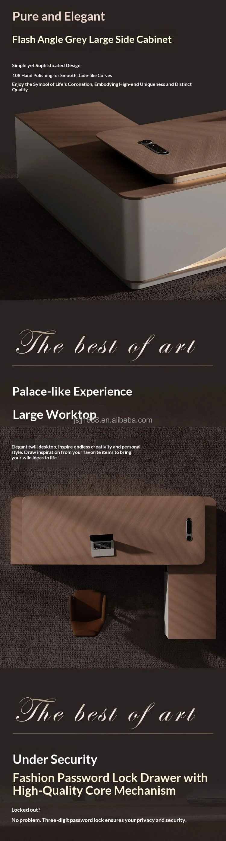 Italian Style Office Furniture LED Functional High-end Luxury Boss Desk Lightweight Luxury CEO Office Desk Desk