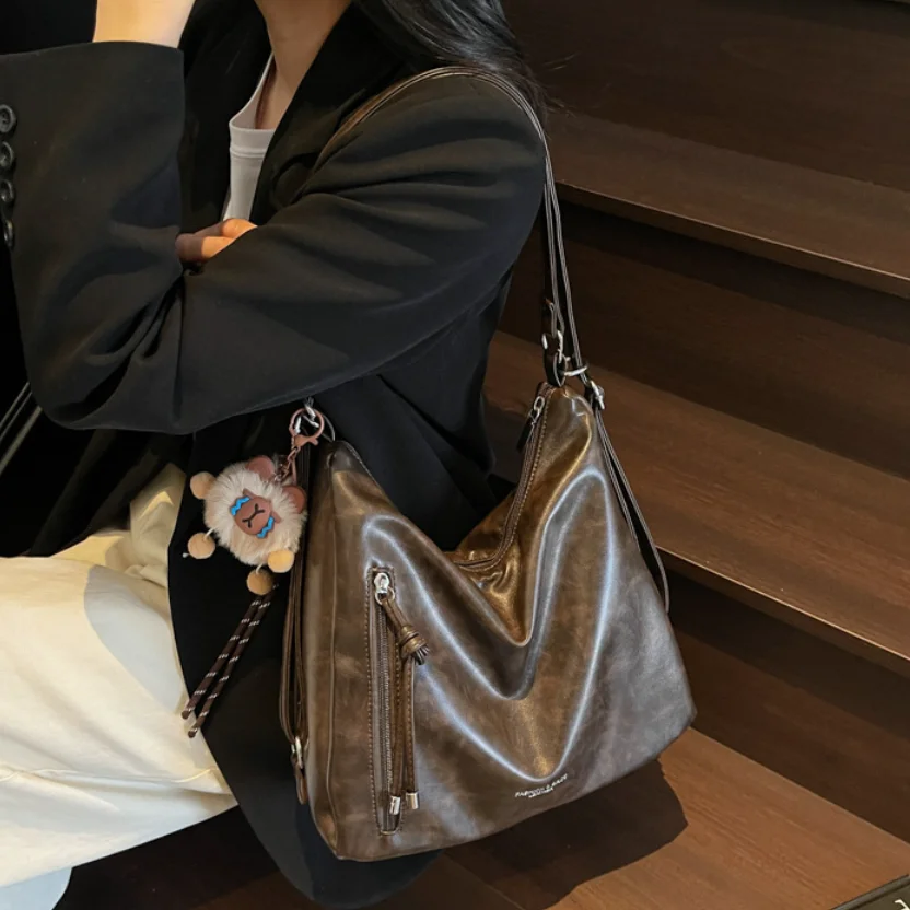 HANFEIZI Waterproof Pu Leather Retro Tote Shoulder Bag for Women