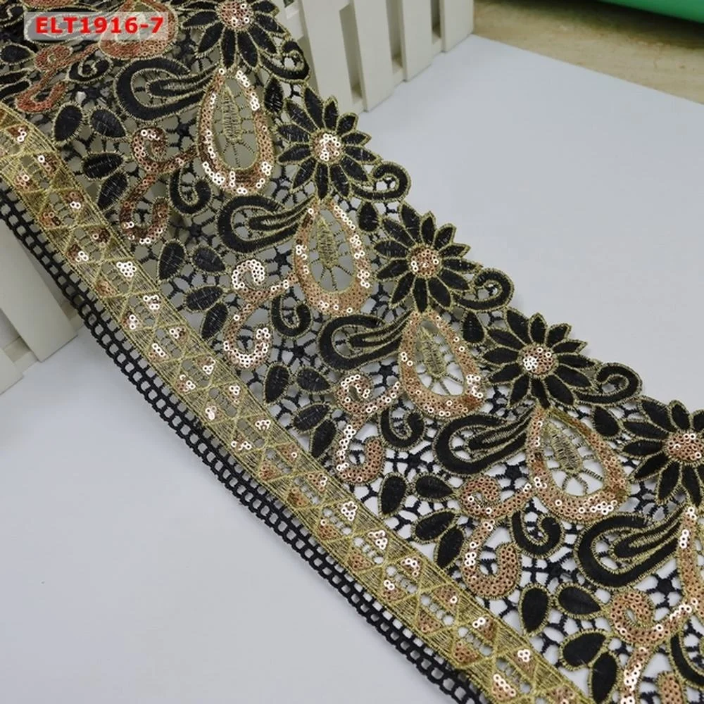 Guipure 3d Polyester Trim Chemical Border Lace Trimming Multi Colors Flower Embroidery Lace Trim Sequin Decorate Clothing Trim