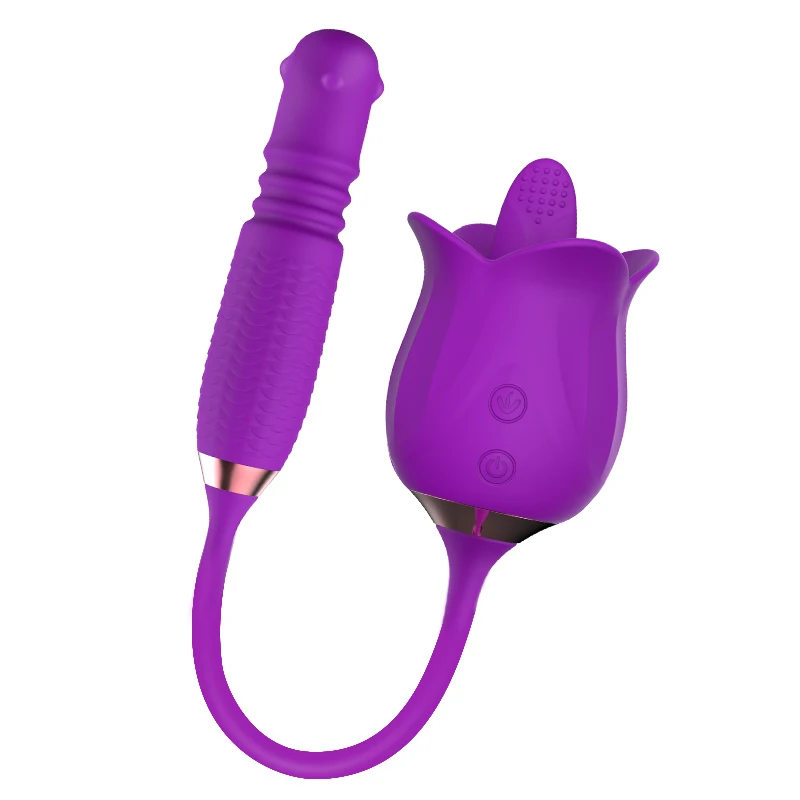 2 In1 Rose Vibrator Dildo Thrusting Sucking Massager Sex Toy Anal Clit  Nipple Oral Sucking Dildo Bullet Sex Toys for
