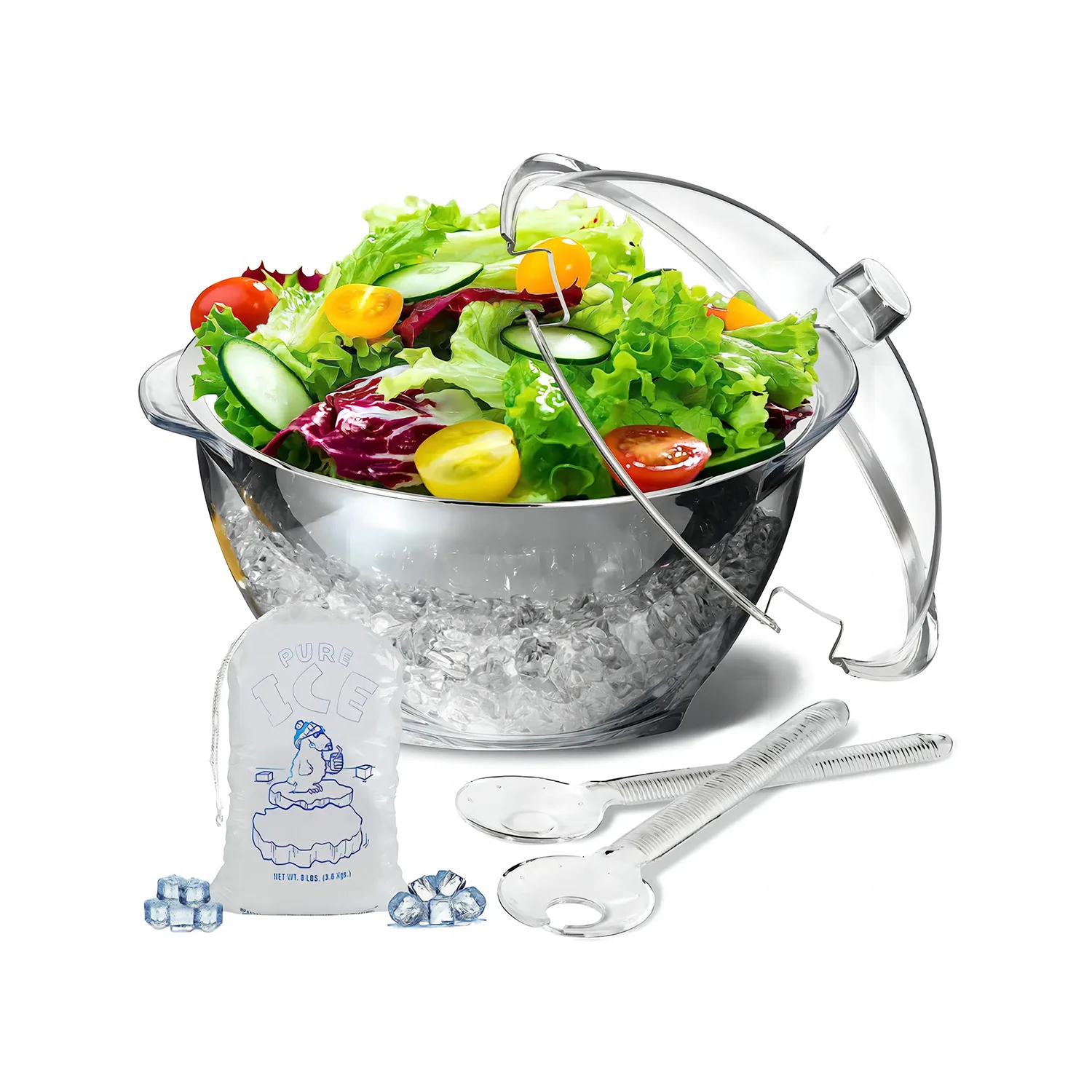 Round Ice Chilled Party Tray Condiment Server Bar Ice Party Platter With Serving Function Buy