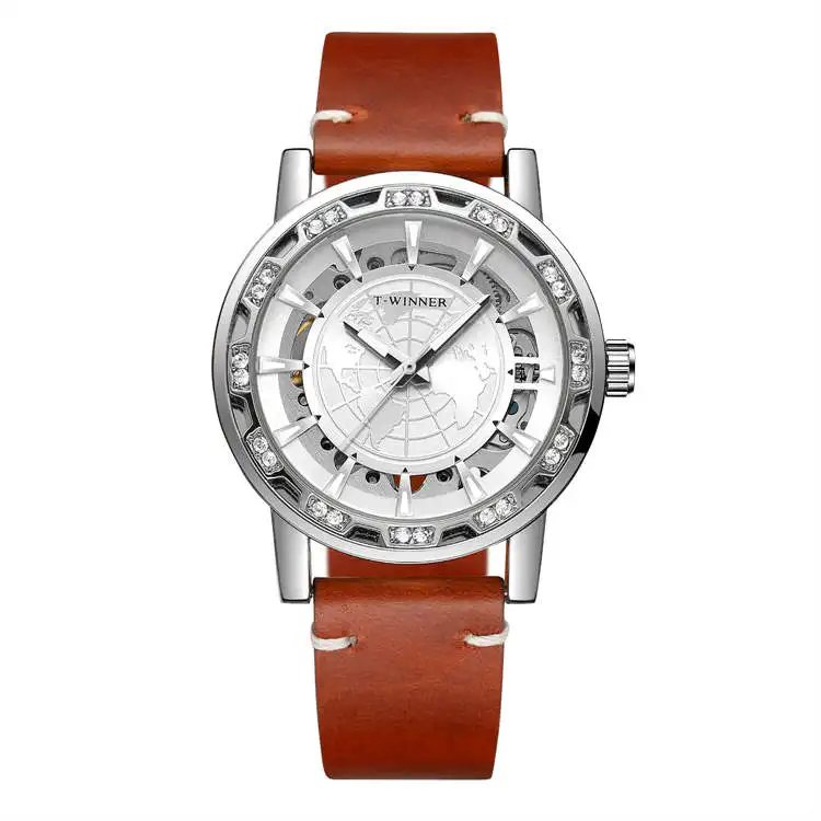 Победитель 8278, 10 лучших брендов, мужские механические часы с ремешком из натуральной кожи, водонепроницаемом автоматическом хранении, бизнес-релогио musculino