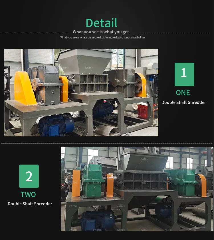 Strap Crusher Machine Plastic Bottle Shredder Machine Pet Bottle Grinder Machine Industrial Double Shaft Metal Waste Plastic