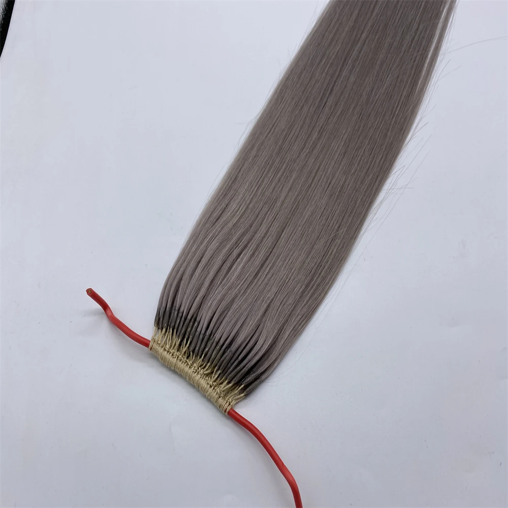 Cotton Thread Hair Extensions with Two Strands Super Quality Korea Knotted Remy Hair
