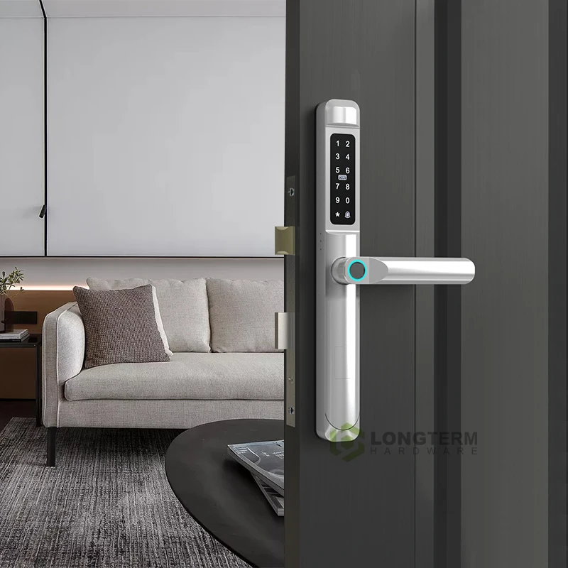 Narrow Keyless Aluminum Door Lock Biometric Fingerprint Lock Tuya Remote Control Sliding Door Smart Lock